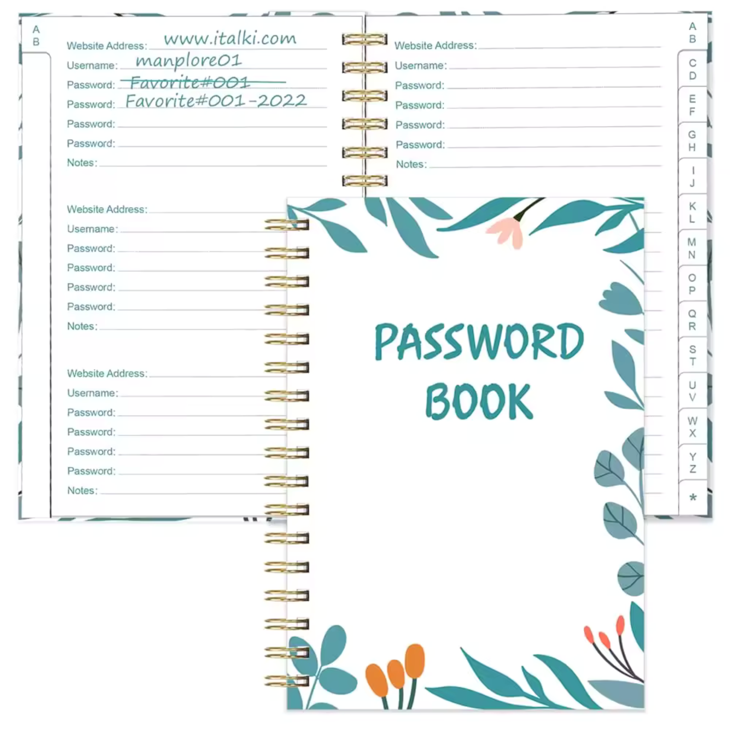 Password Book Keeper Journal With Alphabetical Tabs