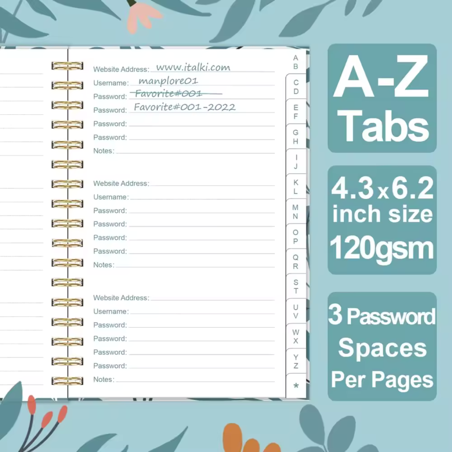 Password Book Keeper Journal With Alphabetical Tabs