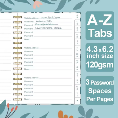 Password Book Keeper Journal With Alphabetical Tabs