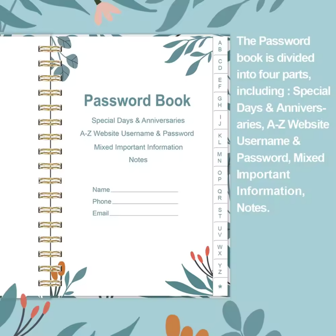 Password Book Keeper Journal With Alphabetical Tabs